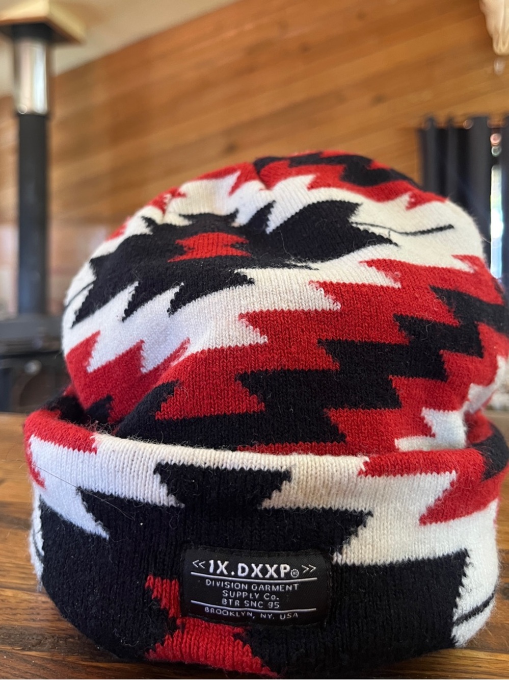 1X.DXXP Red, Black & White Knit Beanie